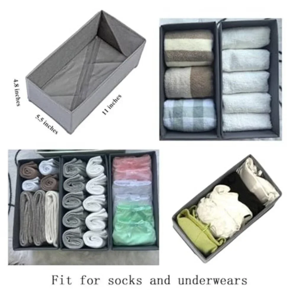 Sock Drawer Organizer 3 Pack Collapsible Fabric Storage Bins Closet Divider
